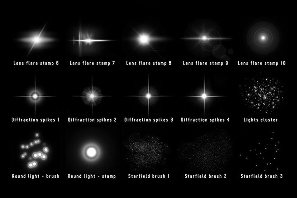プロクリエイト用20種類のキラキラ光るブラシ レンズフレアや星 宇宙のイメージが簡単に Procreat Webdesignfacts