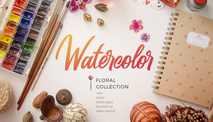 無料 120種水彩テイスト 手描きで描かれた花 フローラル素材 イラストやロゴ 花輪 背景パターンなど Webdesignfacts