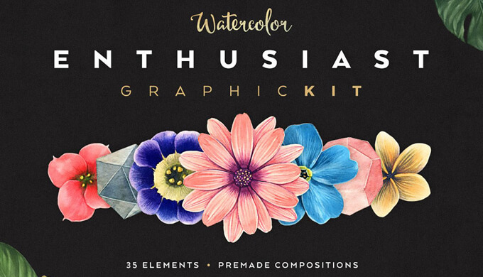 無料 商用可 35種の水彩色鉛筆風の花 草木パステルベクター画像素材 フリー 淡い リアル Webdesignfacts